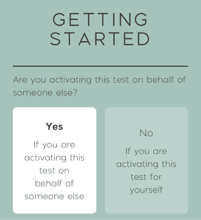 Getting Started | Activating a test for someone else screenshot | SureScreen Health